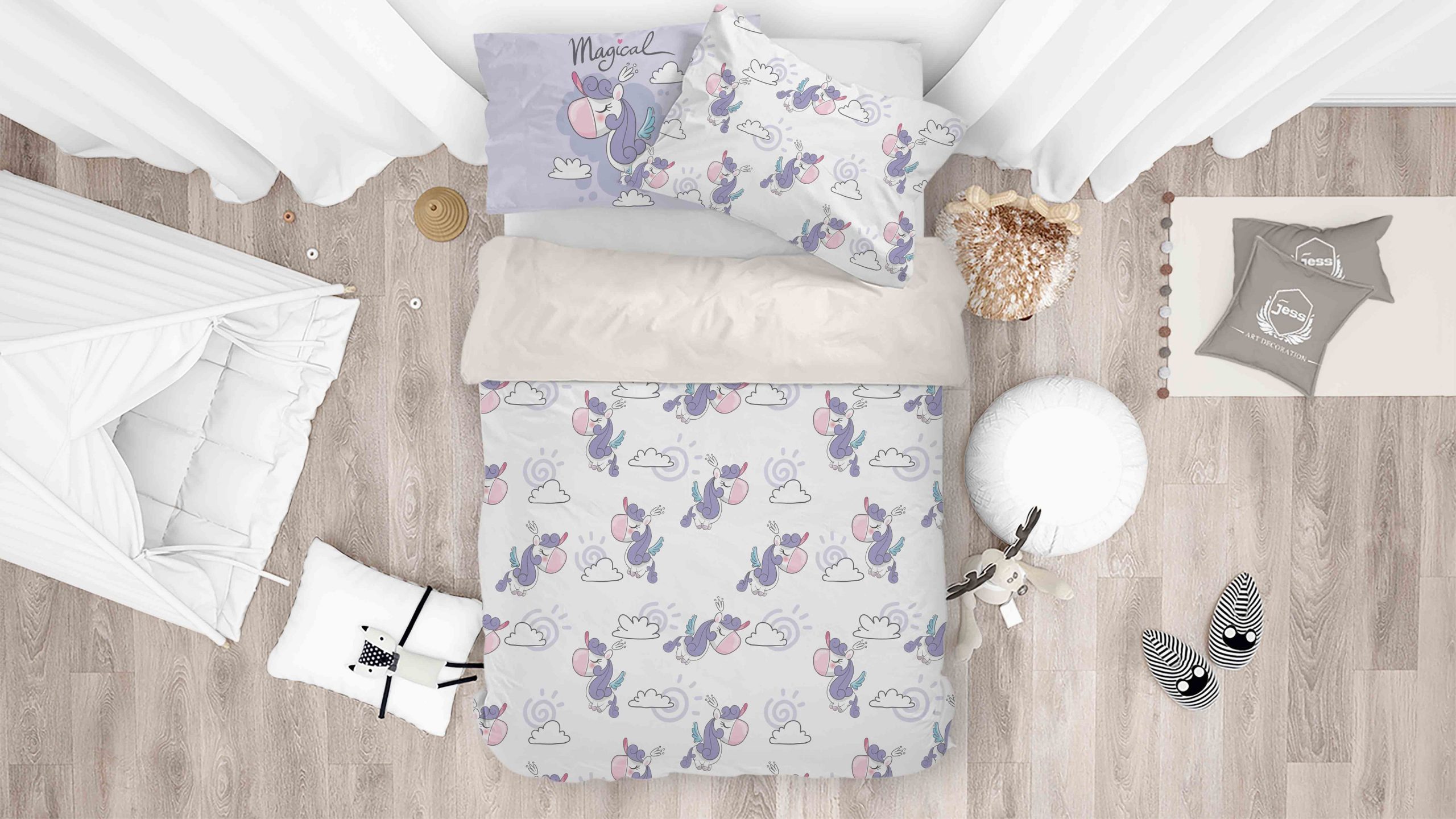 3d unicorn purple bedding set bedroom decor 4892 scaled
