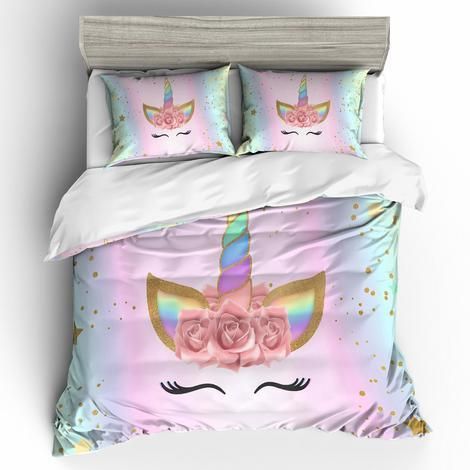 3d unicorn water color over printed bedding set bedroom decor for girls 7162