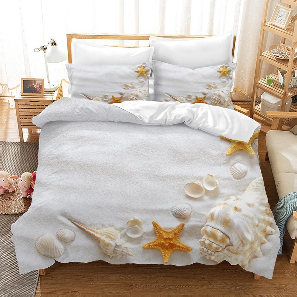 3d white beach conch starfish shell bedding set bedroom decor 6498
