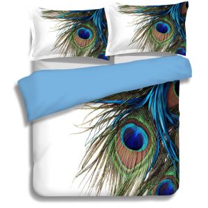 3d white green blue peacock feather printed bedding set bedroom decor 3520