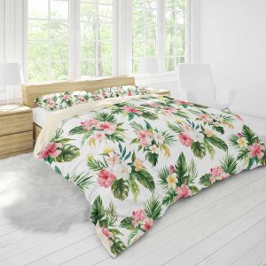 3d white watercolor floral leaves bedding set bedroom decor 7778