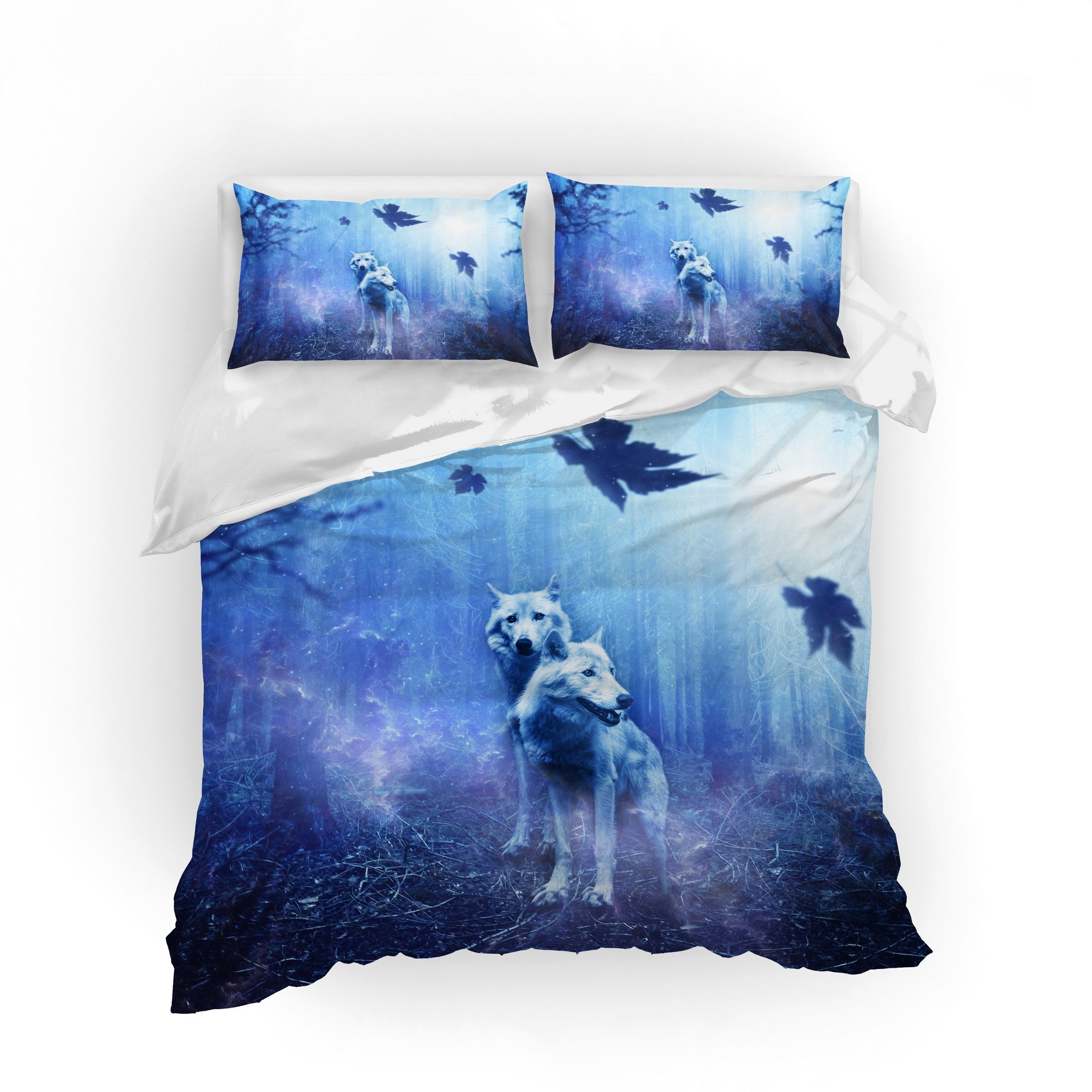 3d wolf blue forest bedding set bedroom decor 7513