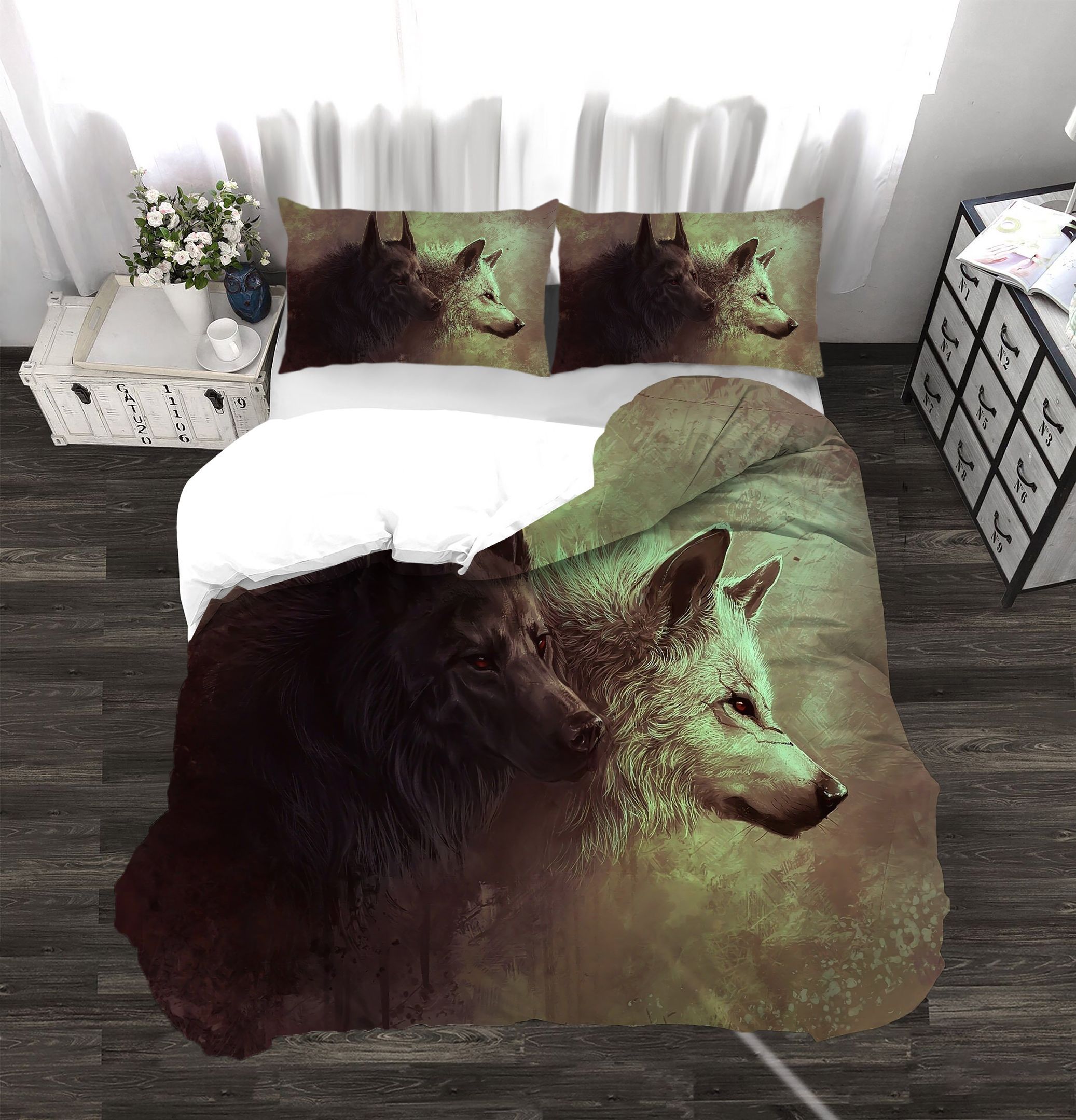 3D Wolf Fight Against Opponent Bedding Set Bedroom Decor 3d wolf fight against opponent bedding set bedroom decor 2188