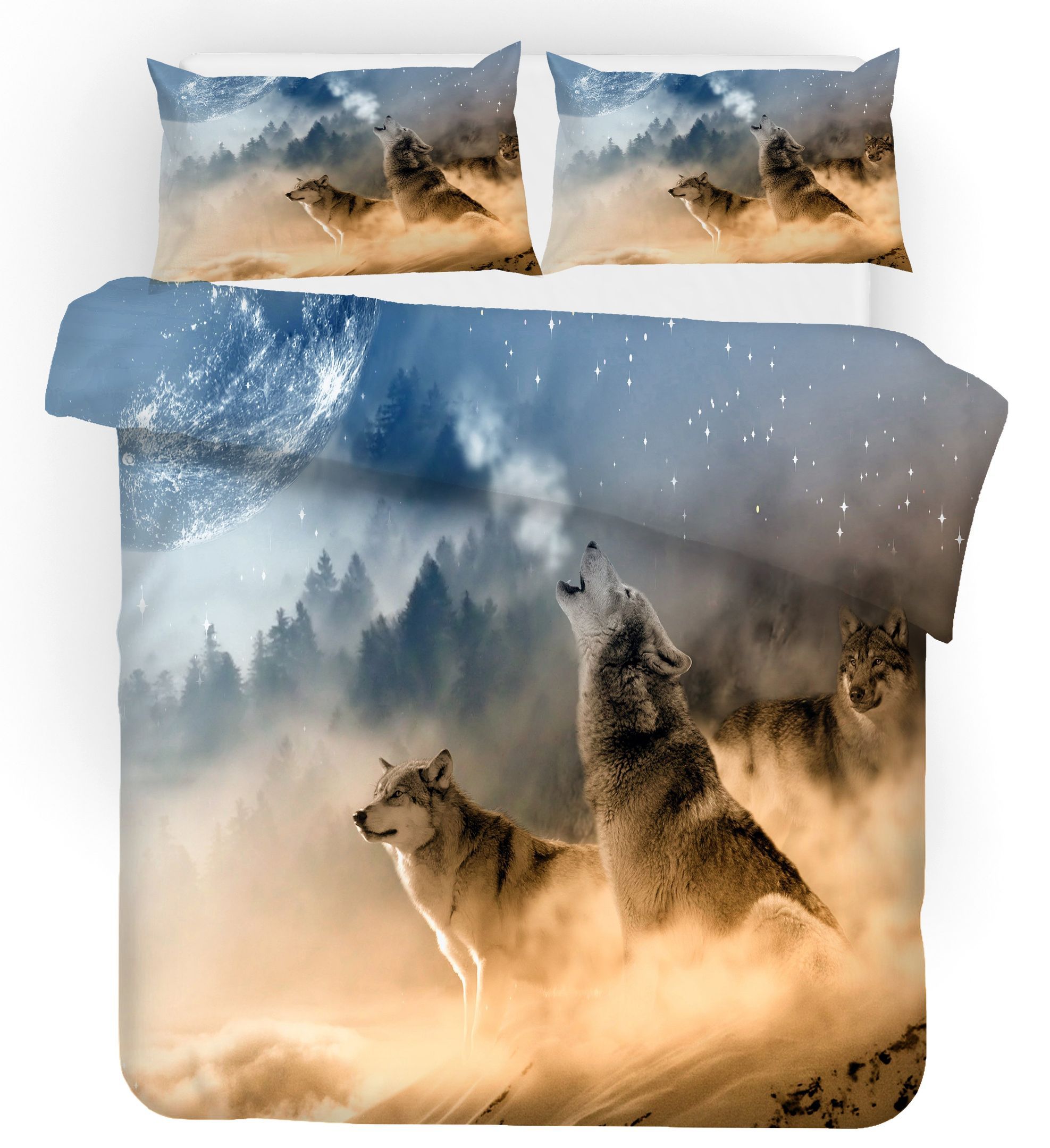 3D Wolf Forest Star Sky Bedding Set Bedroom Decor 3d wolf forest star sky bedding set bedroom decor 6802