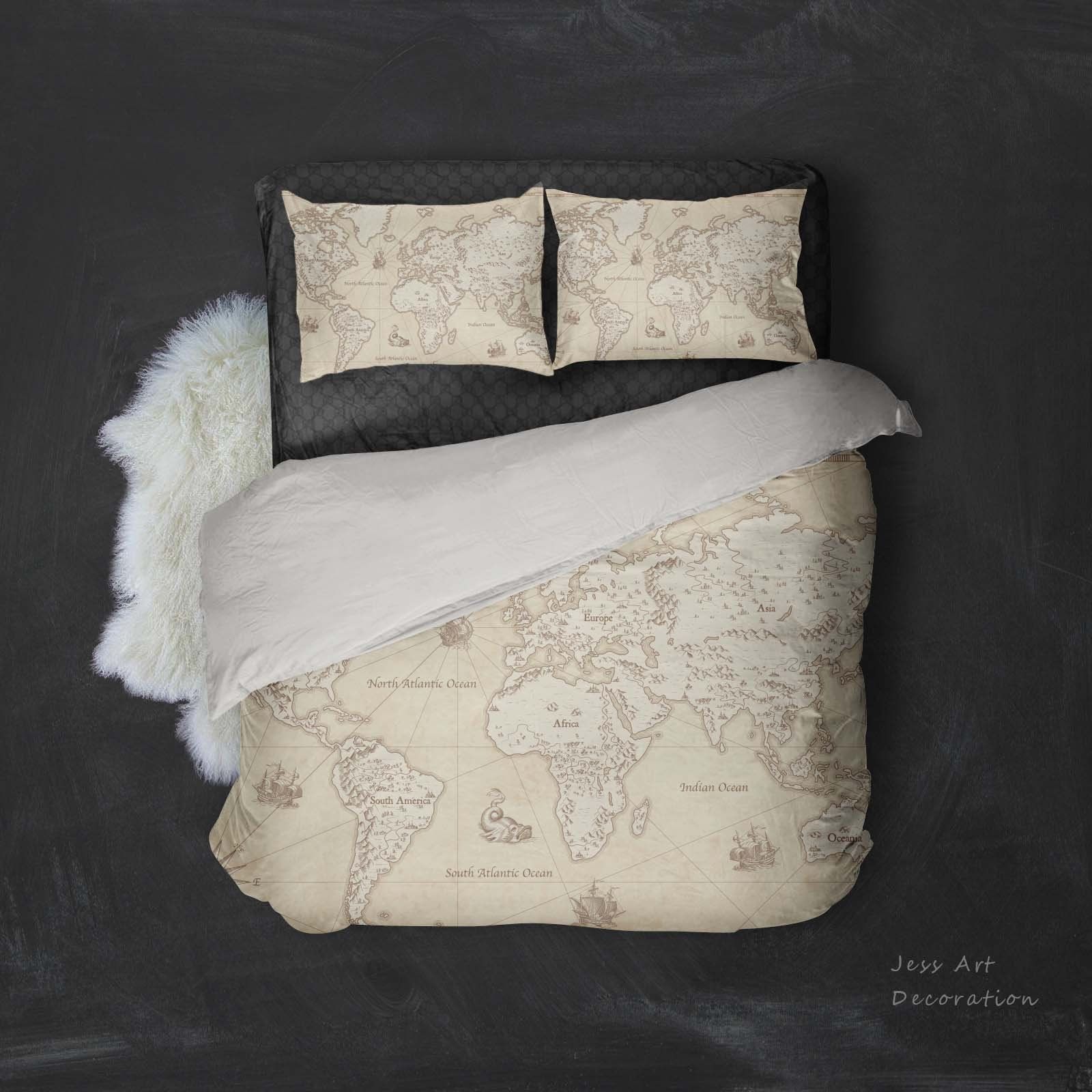 3d world map bedding set bedroom decor 4157
