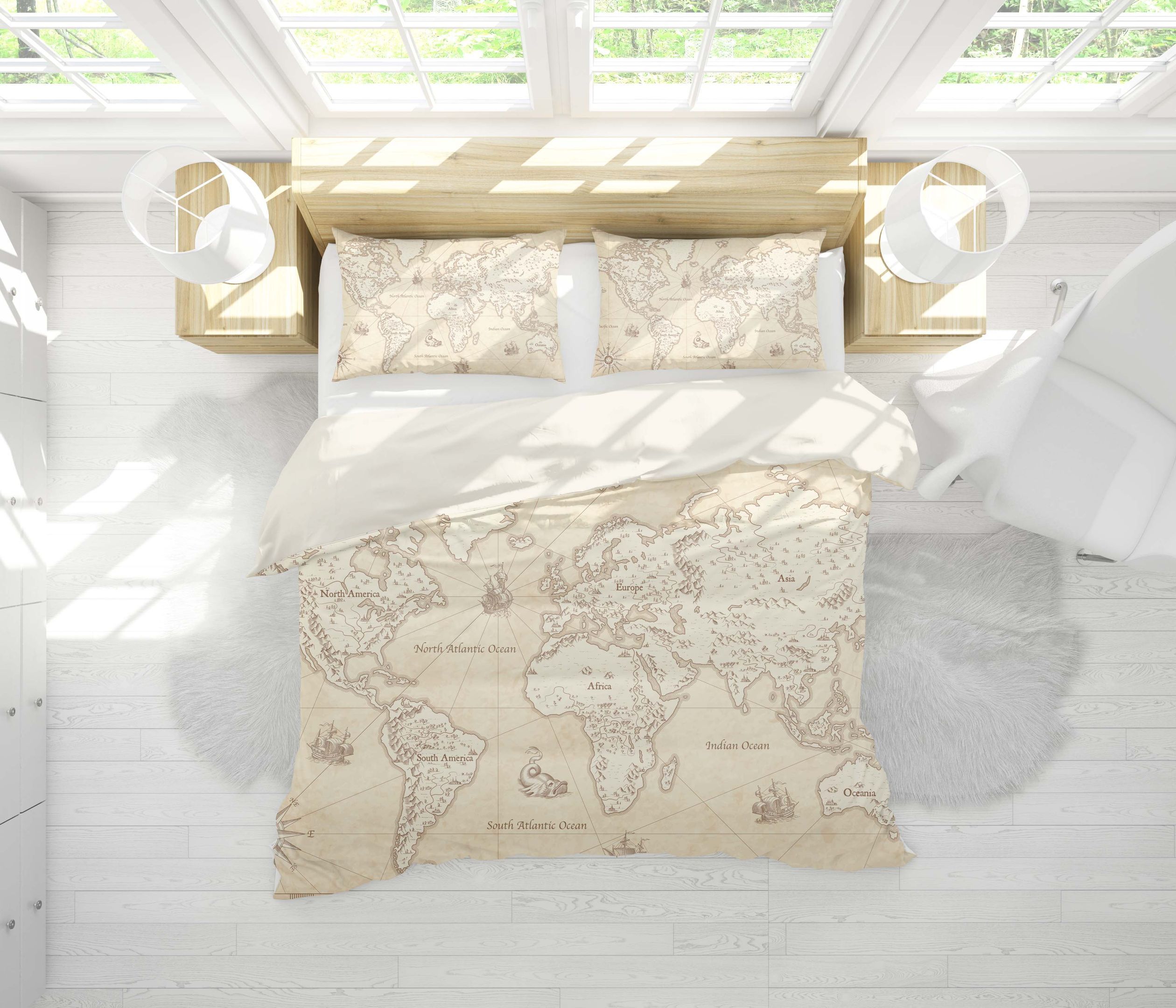 3d world map bedding set bedroom decor 7768