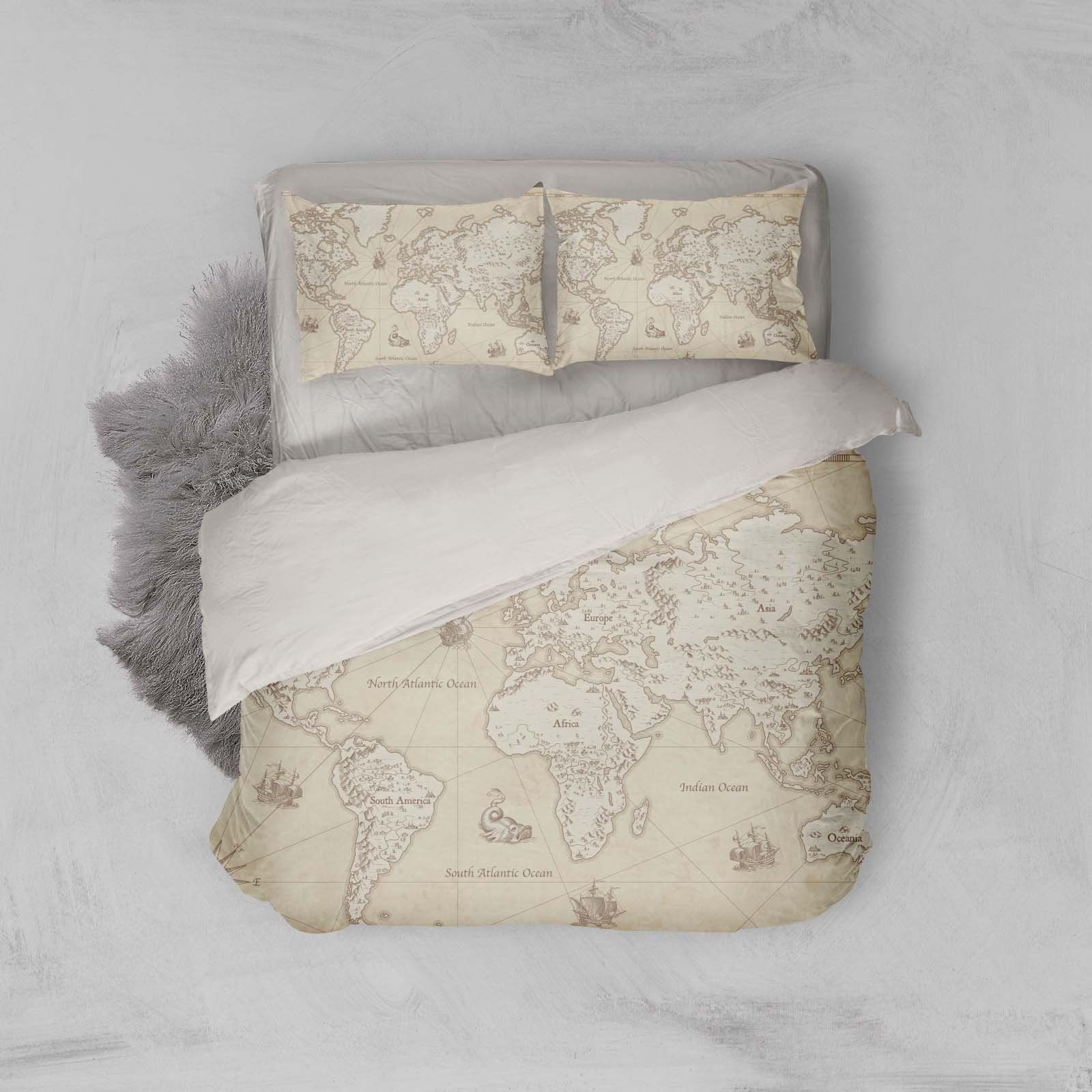 3d world map bedding set bedroom decor 8286
