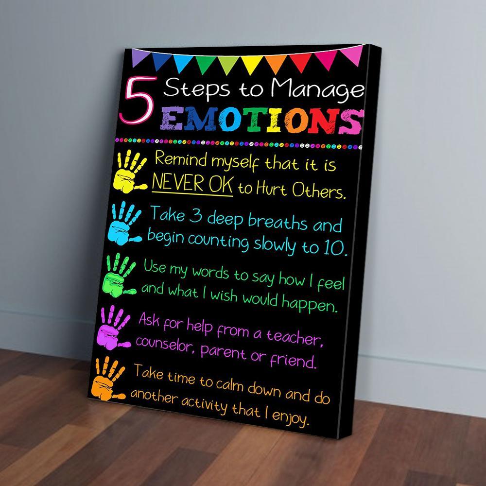 5 steps to manage emotions teacher canvas prints wall art decor 1311
