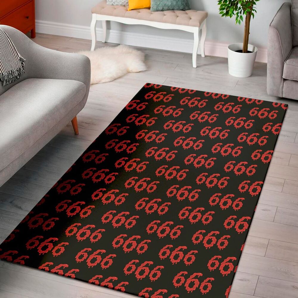 666 satan pattern print area rug floor decor 6051