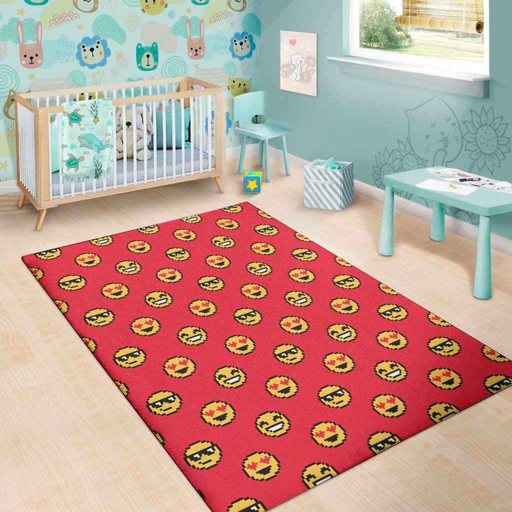 8 bit emoji pattern print area rug floor decor 2953
