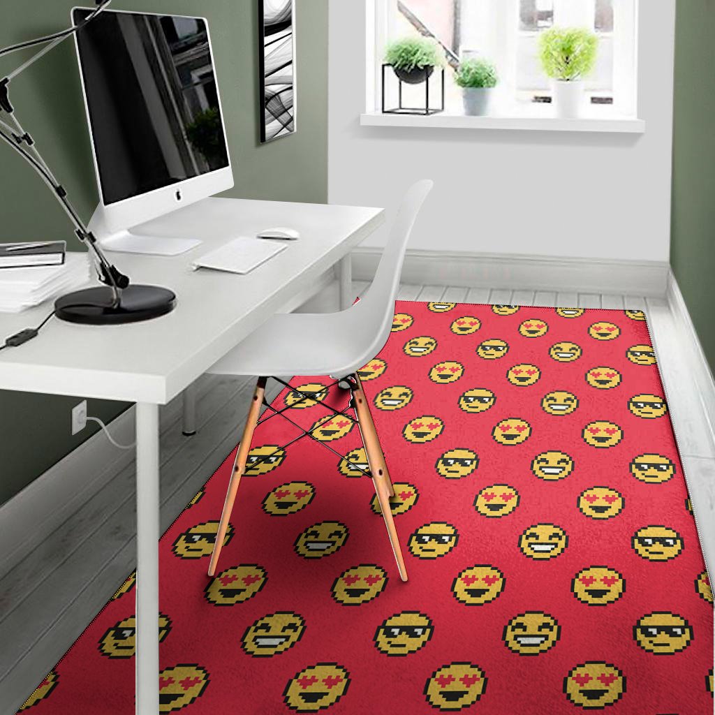 8 bit emoji pattern print area rug floor decor 3647