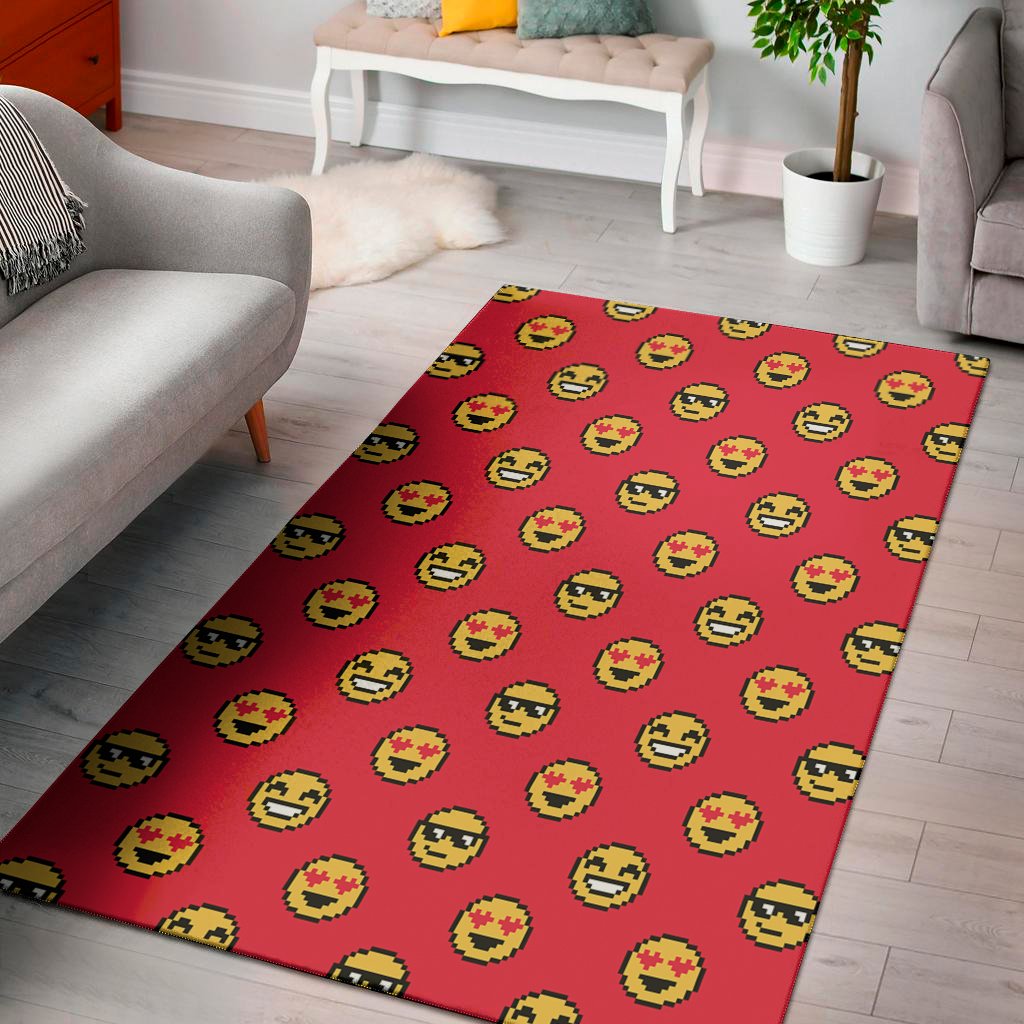 8 bit emoji pattern print area rug floor decor 5400