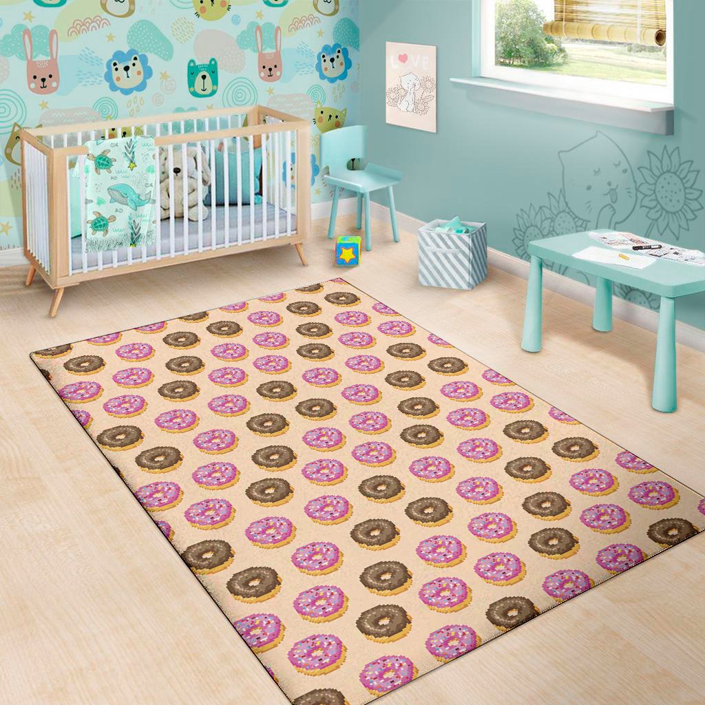8-Bit Pixel Donut Print Area Rug Floor Decor 8