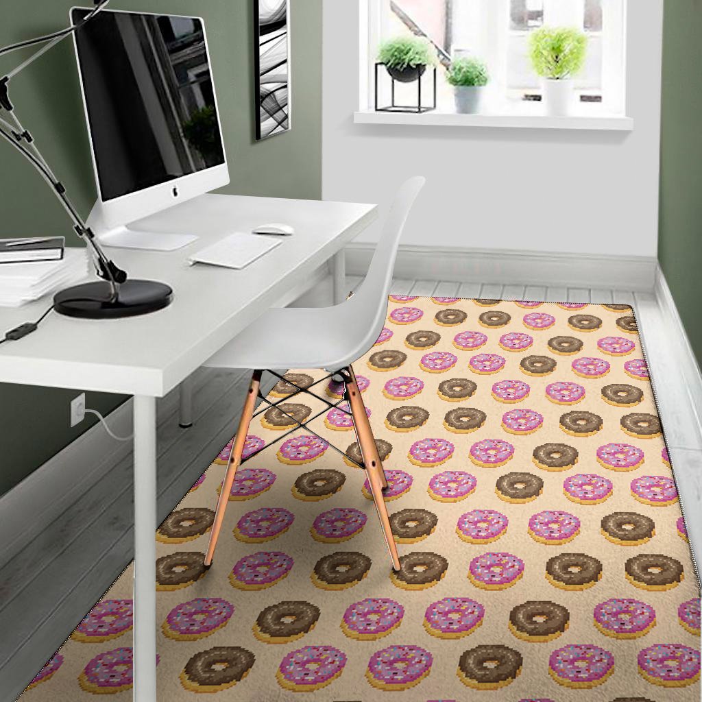 8-Bit Pixel Donut Print Area Rug Floor Decor 8