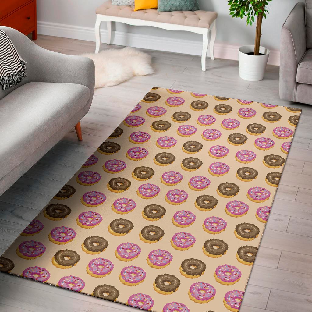 8-Bit Pixel Donut Print Area Rug Floor Decor 8