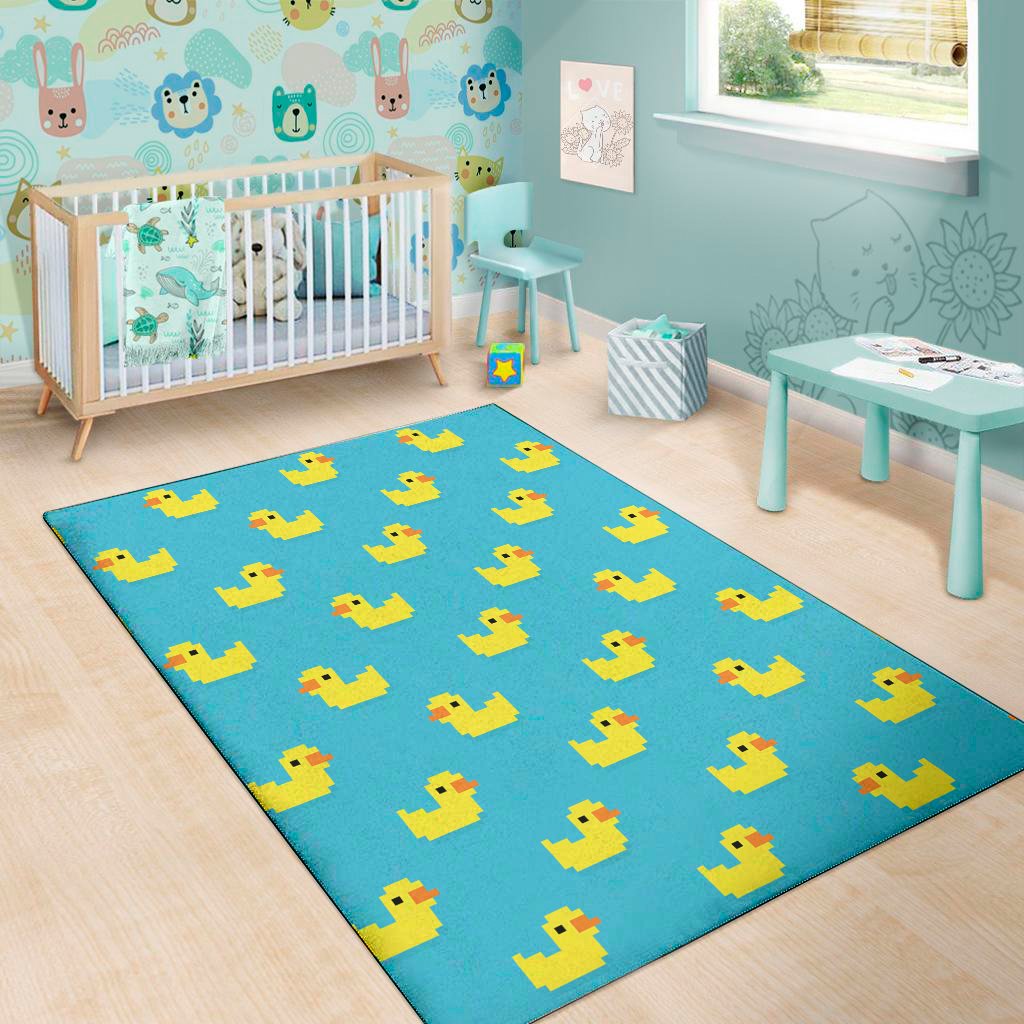 8 bit rubber duck pattern print area rug floor decor 4428