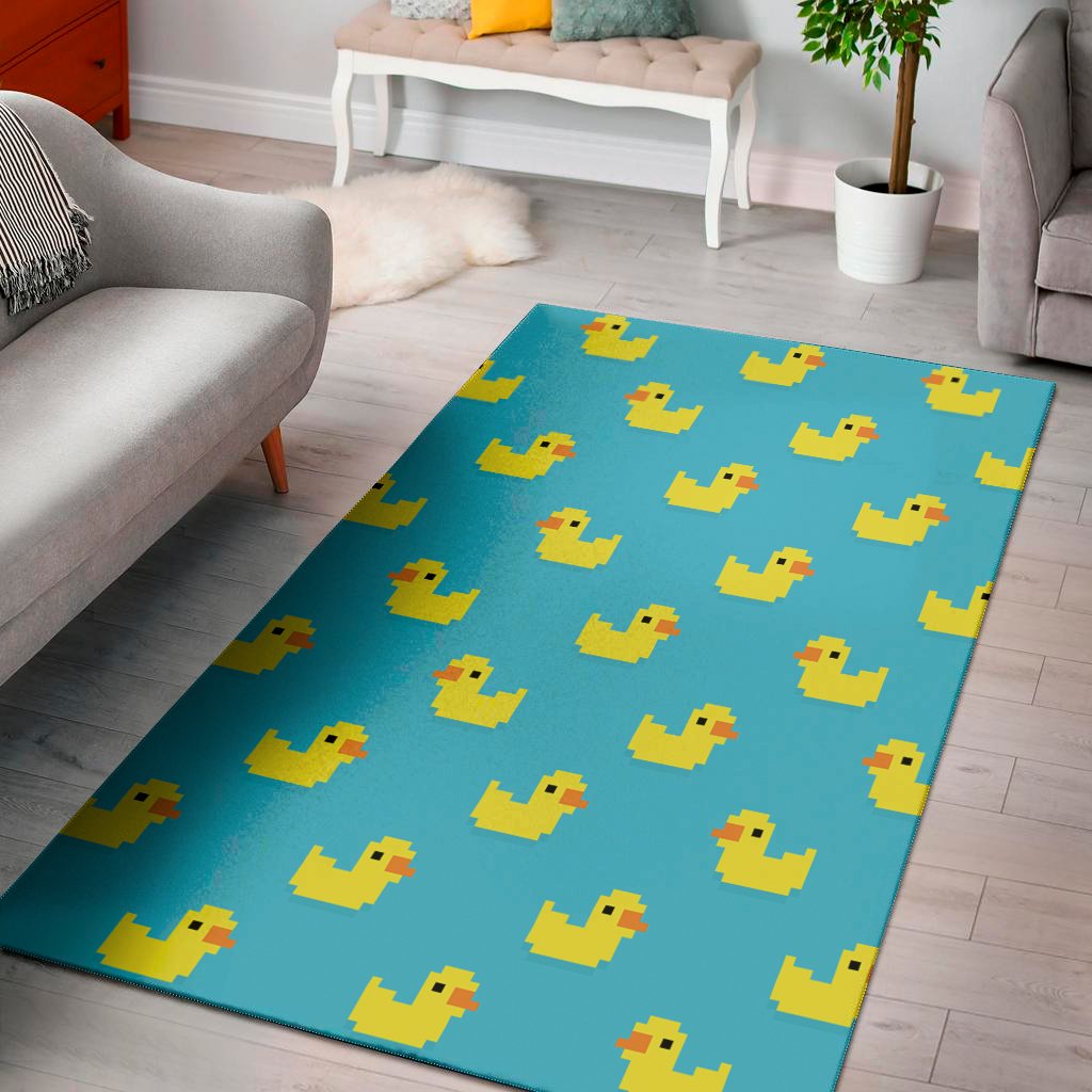 8 bit rubber duck pattern print area rug floor decor 4889