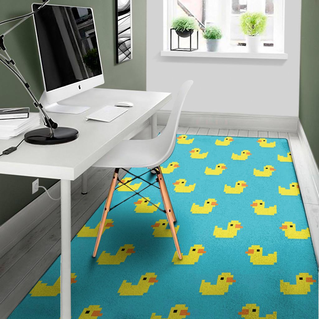 8 bit rubber duck pattern print area rug floor decor 8996