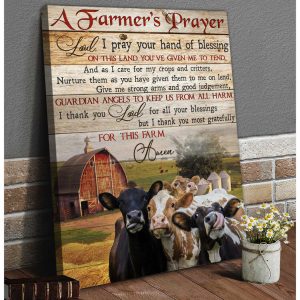 A FarmerS Prayer Farm Cows Canvas Prints Wall Art Decor 2