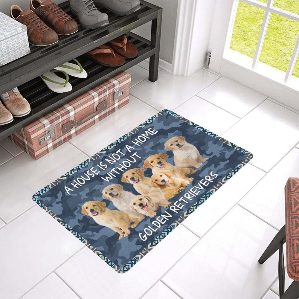 A House Is Home With Golden Retrievers Dogs Lover Doormat Welcome Mat