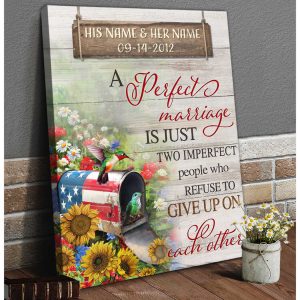 A Perfect Marriage Beautiful Couple Hummingbird Custom Name And Date Personalized Custom Canvas Prints Wall Art Decor 1