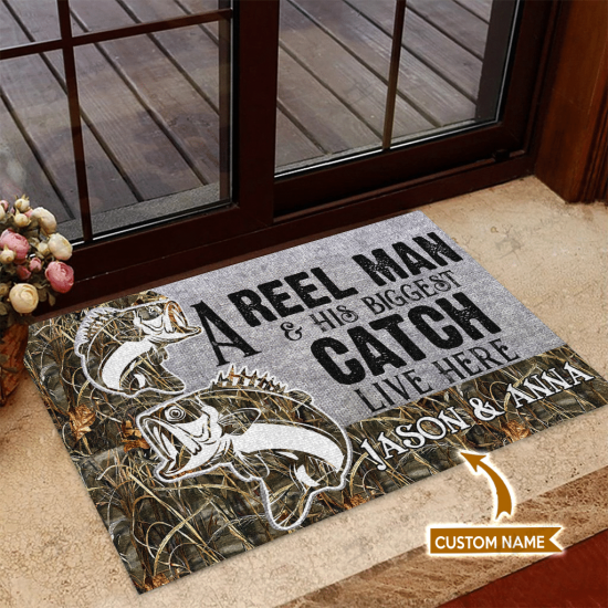 A Reel Man And His Biggest Catch Personalized Custom Name Doormat Welcome Mat