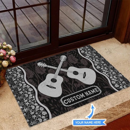 Acoustic Guitar Personalized Custom Name Doormat Welcome Mat 1