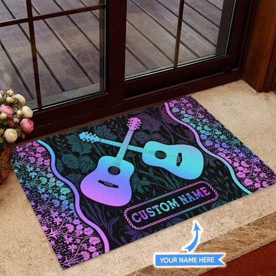 Acoustic Guitar Personalized Custom Name Doormat Welcome Mat 2