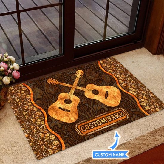 Acoustic Guitar Personalized Custom Name Doormat Welcome Mat 3