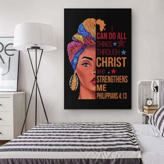 African American I Can Do All Things Through Christ Canvas Wall Art 1