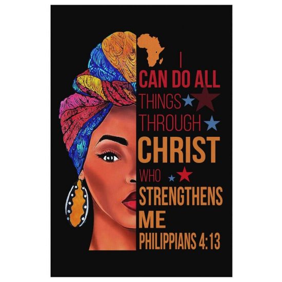 African American I Can Do All Things Through Christ Canvas Wall Art 2