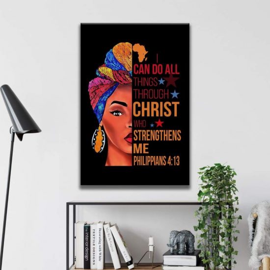 African American I Can Do All Things Through Christ Canvas Wall Art