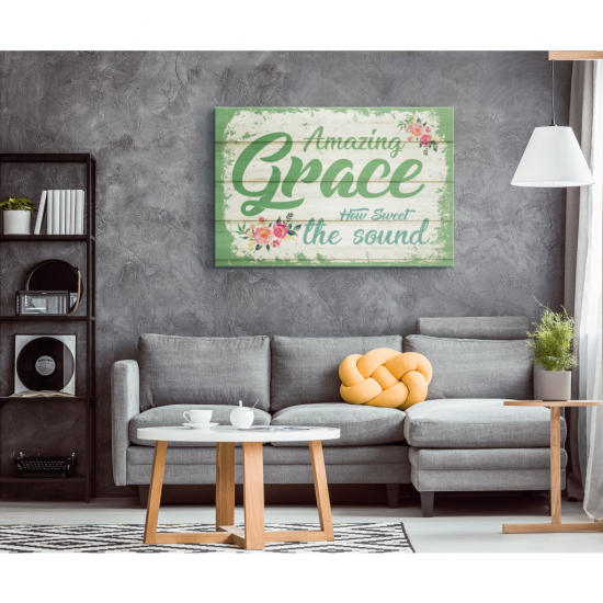 Amazing Grace How Sweet The Sound Canvas Wall Art Christian Wall Art 1