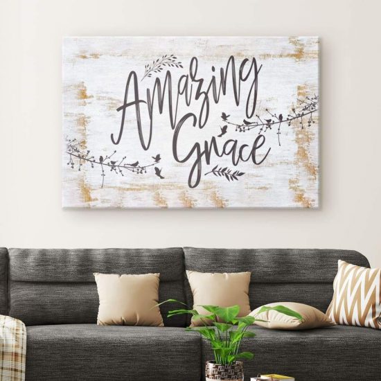 Amazing Grace Wall Art - Christian Wall Art Canvas - Teehall - Live ...