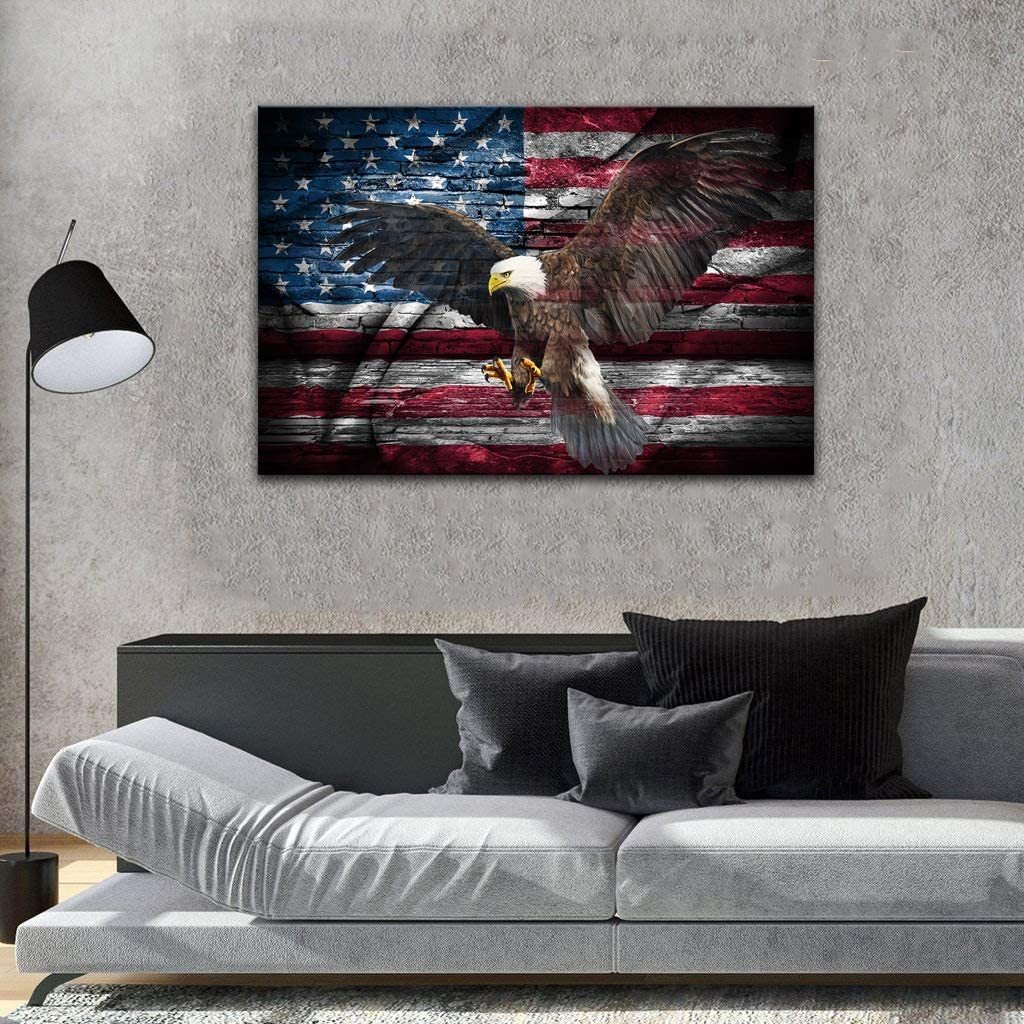 American Flag Eagle Spreads Its Wings with USA Flag Canvas