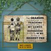 American Football Grandpa And GrandChild Thank You Custom Wood Rectangle Sign
