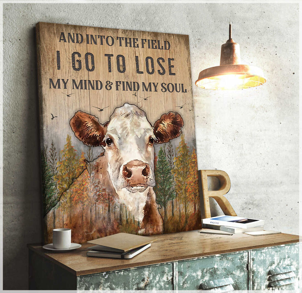 And-Into-The-Field-Hereford-Cow-Canvas-Prints-Wall-Art-Decor-2 And Into The Field Hereford Cow Canvas Prints Wall Art Decor 2
