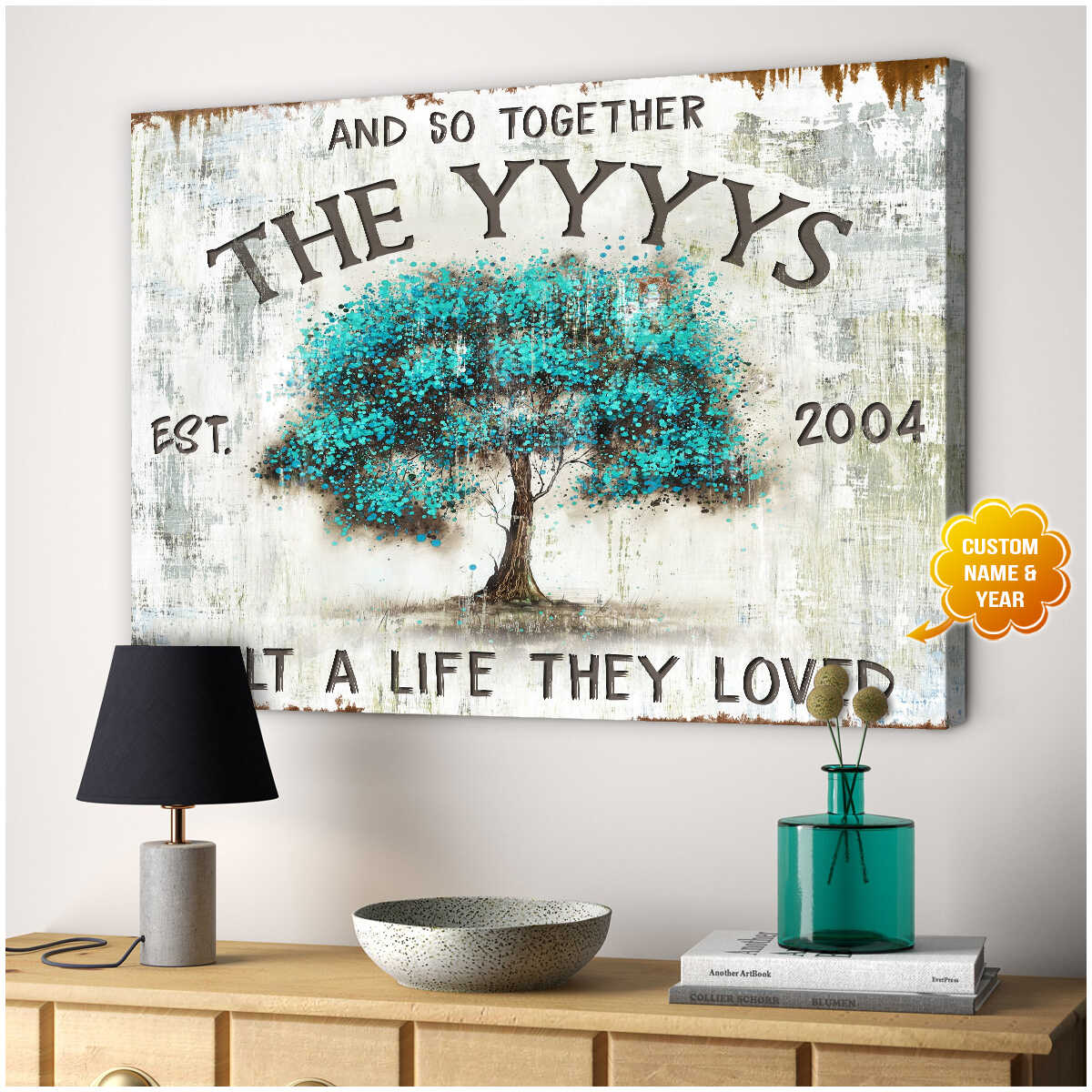 And So Together Beautiful Tree Farmhouse Custom Name And Year Canvas Prints Wall Art Decor