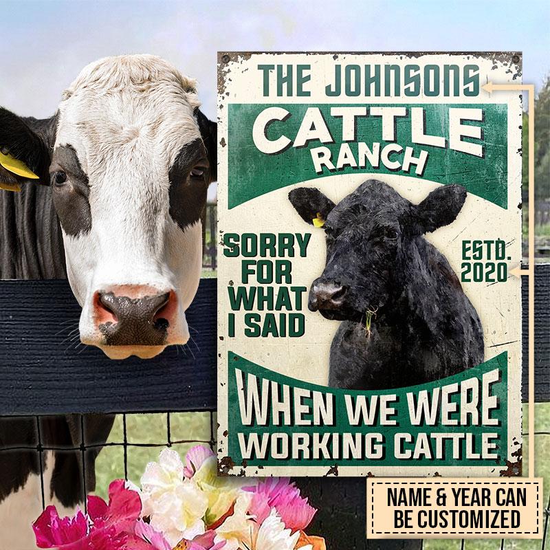 Angus Cattle Sorry For What I Said Custom Classic Metal Signs