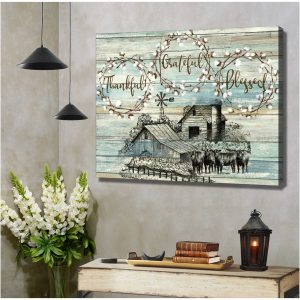 Angus Cows Thankful Grateful Blessed Farm Canvas Wall Art Farmhouse Decor 2