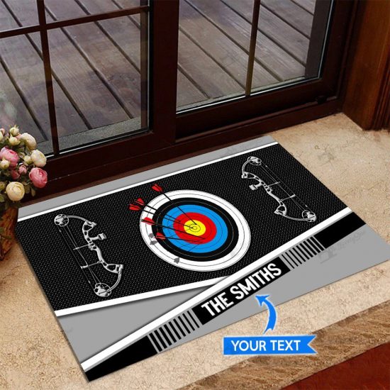 Archery Target And Bows Personalized Custom Name Doormat Welcome Mat