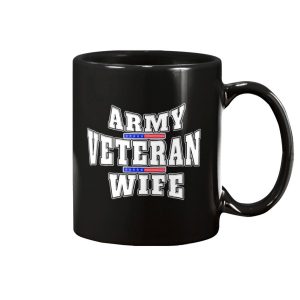 Army Veteran Proud Wife American Flag Pride Gift Mug 1