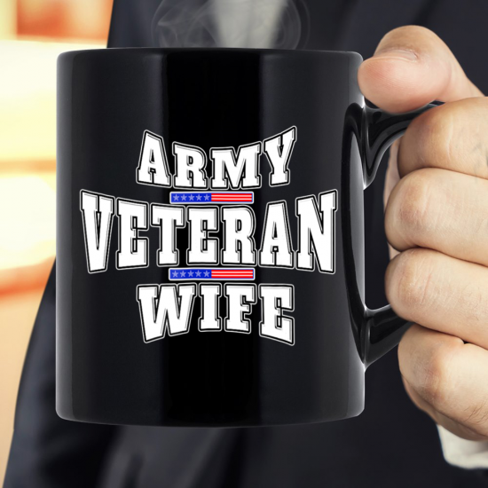 Army Veteran Proud Wife American Flag Pride Gift Mug