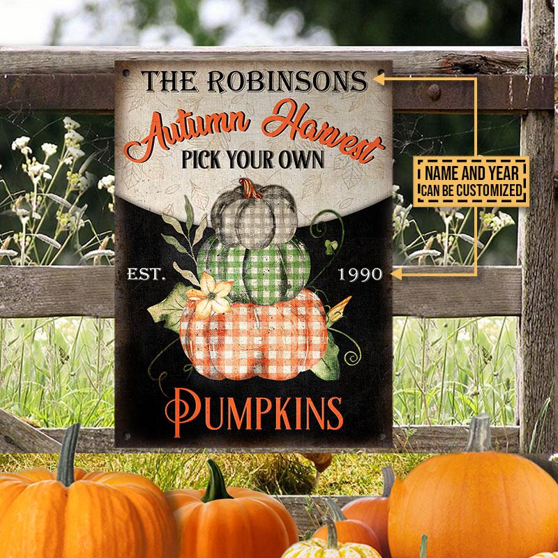 Autumn Harvest Pumpkins Custom Classic Metal Signs