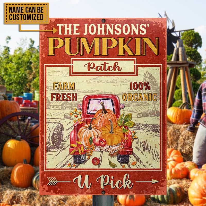 Autumn Pumpkin Patch Farm Fresh Organic Custom Classic Metal Signs