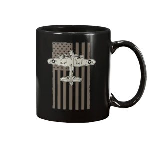 B17 Bomber WW2 Plane Aircraft USA Flag Veteran Pilot Gift Mug 1