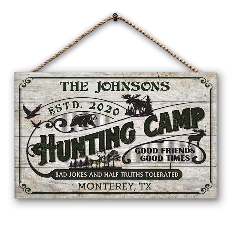 Bad Jokes And Half Truths Hunting - Personalized Custom Wood Rectangle Sign