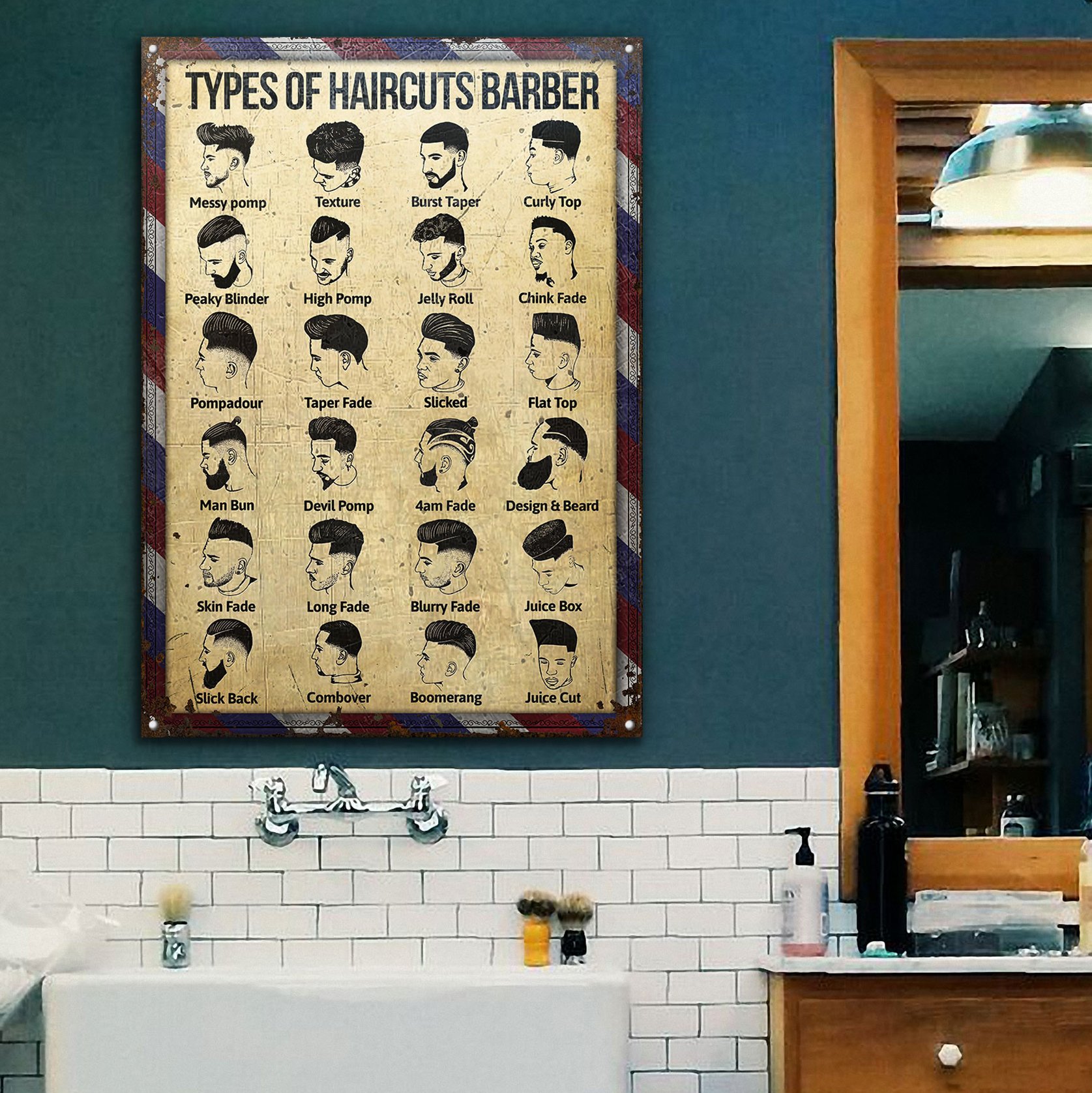 Barber Types Of Haircuts Customized Classic Metal Signs