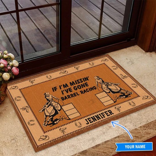 Barrel Racing Personalized Custom Name Doormat Welcome Mat