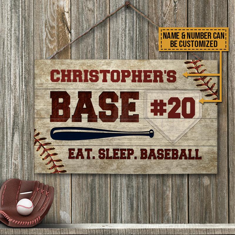 Baseball Base Room Decor Eat Sleep Baseball Custom Wood Rectangle Signs